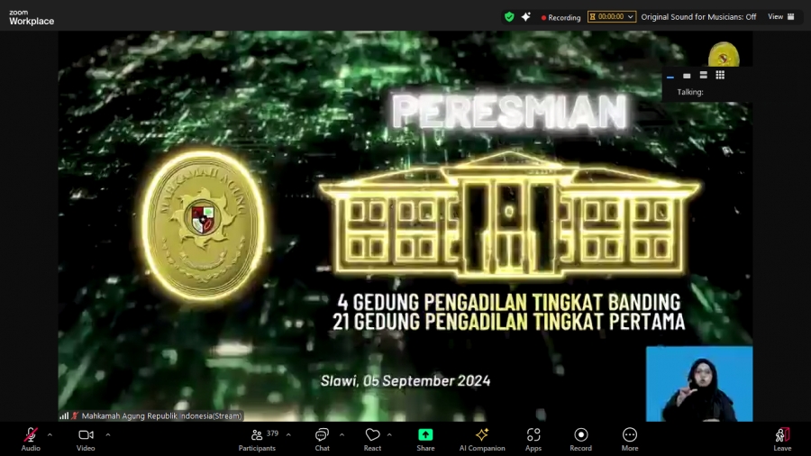 KETUA PTA KENDARI MENGHADIRI PERESMIAN 4 GEDUNG TINGKAT BANDING DAN 21 GEDUNG TINGKAT PERTAMA DI PENGADILAN AGAMA SLAWI