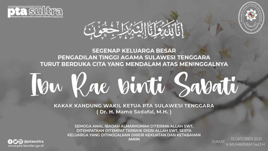 Turut Berduka Cita Sedalam-dalamnya atas Wafatnya Almarhumah
