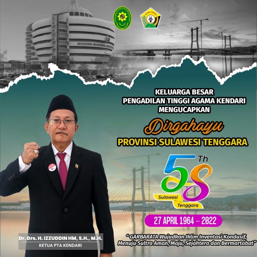 Keluarga Besar Pengadilan Tinggi Agama Kendari mengucapkan Dirgahayu Provinsi Sulawesi Tenggara Ke 58