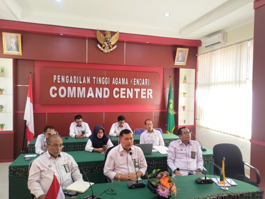 PERSIAPAN DESK EVALUASI PENGADILAN AGAMA LASUSUA OLEH PTA KENDARI VIA DARING