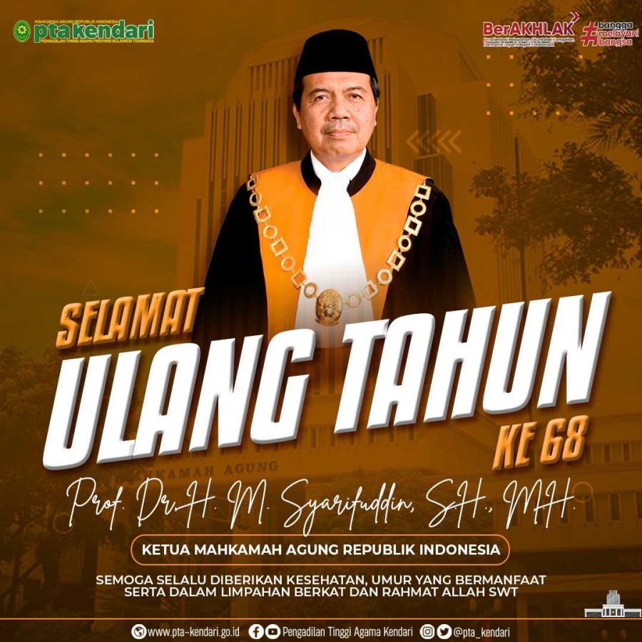 Selamat Ulang Tahun Ketua Mahkamah Agung RI Ke-68