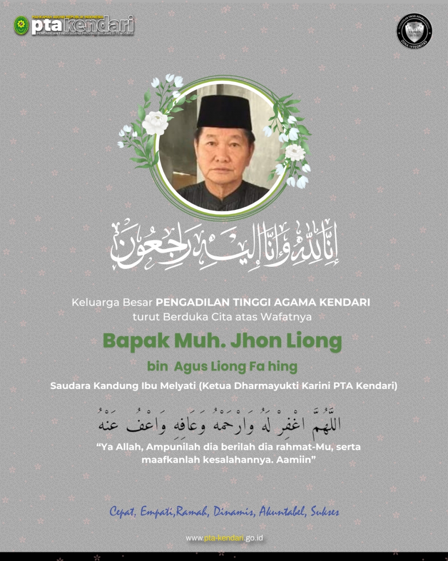 Ucapan Bela Sungkawa Atas Meninggalnya Kakak Kandung Ibu Melyati (Ketua Dharmayukti Karini) PTA Kendari