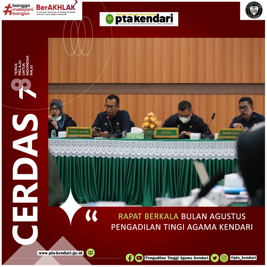 PENGADILAN TINGGI AGAMA KENDARI GELAR RAPAT BERKALA UNTUK EVALUASI KEGIATAN BULAN JULI