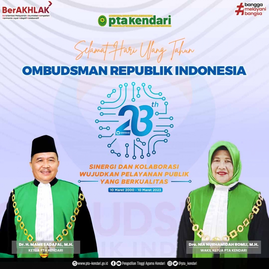 Selamat Hari Ulang Tahun Ombudsman Republik Indonesia Ke 23 (10/03/2023)