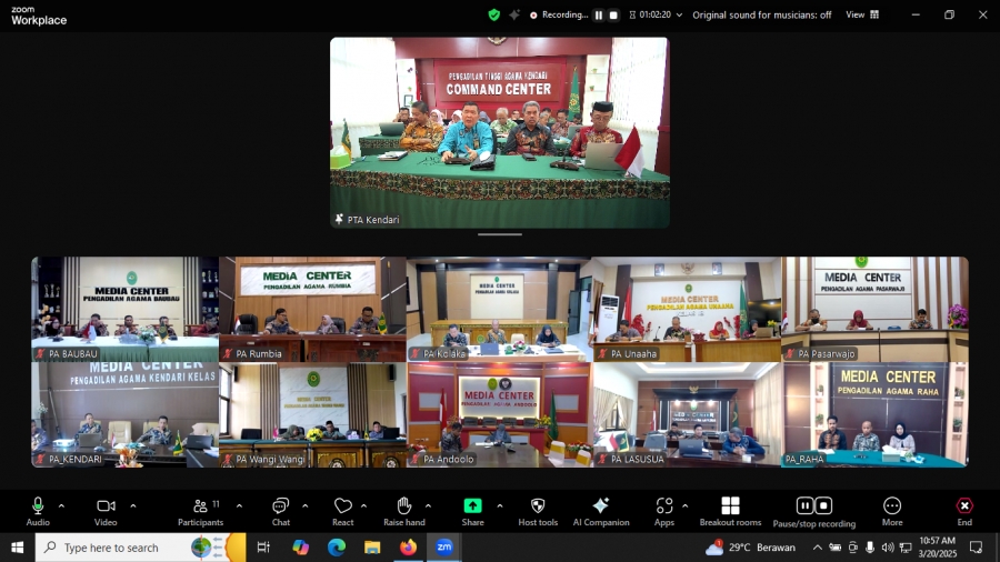 Monitoring dan Evaluasi Kepaniteraan Triwulan 1 PTA Kendari: Penegasan Tanggung Jawab Panitera dalam Perkara Banding